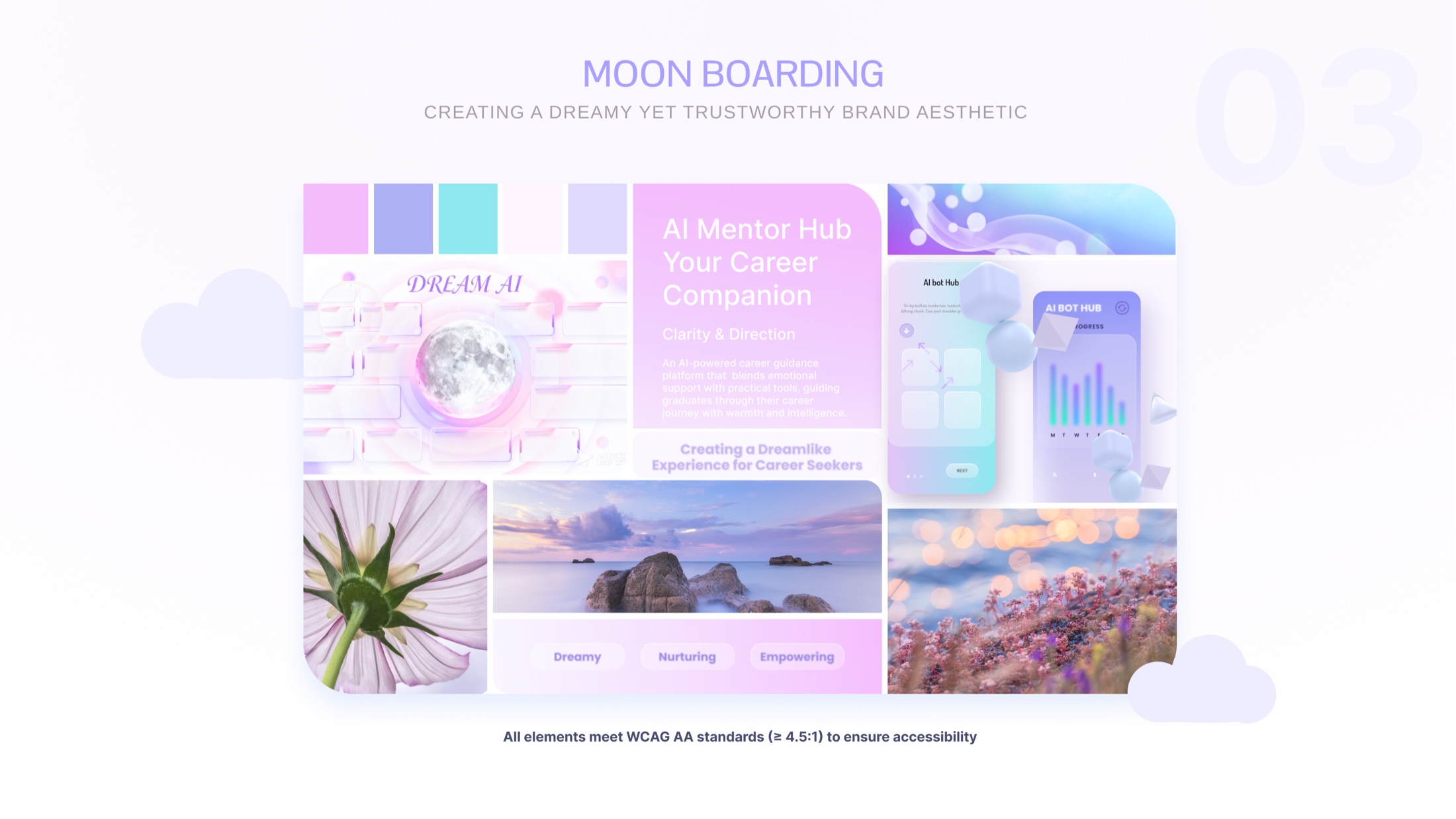 Moon boarding mood board for the brand aesthetic